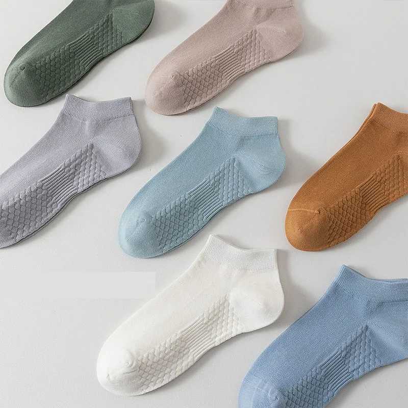 3Pairs Soft Mens Solid Color Ankle Sock Breathable Sweat-Absorbent Comfortable Cotton Low Cut Sports High Quality Male Sox LX241102