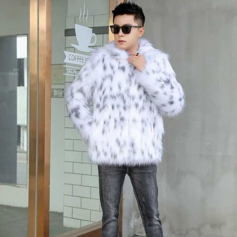 Mens clothing new warm fur coat winter leisure fox fur short coat loose jacketXJ241102