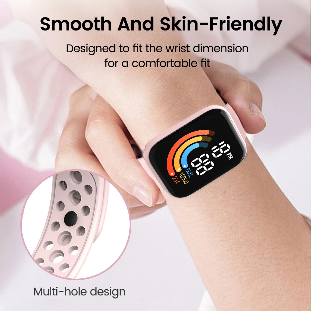 Children Kids Watch LED Digital Sports Watches Smart Clock Silicone Waterproof Wristwatch Electronic Watch for Boy Girls Student
