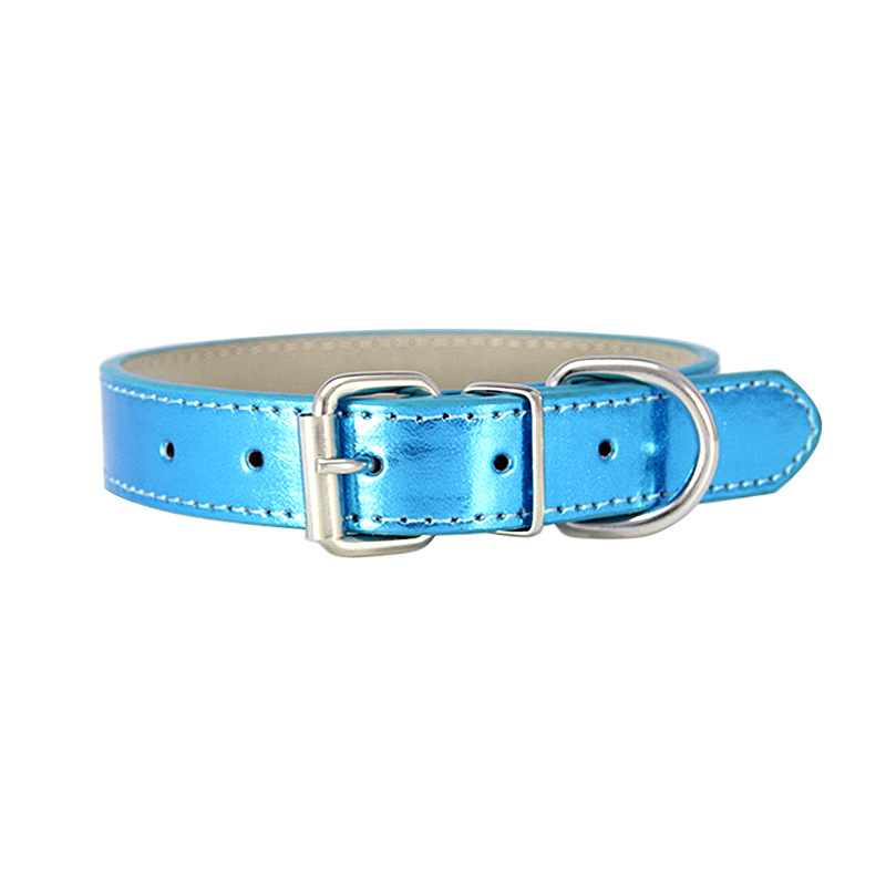 PU Pet Collar Reflective Shiny Leather Cat Collar Adjustable Cute Dog Collar with Durable Metal Buckle for Small and Medium Dogs