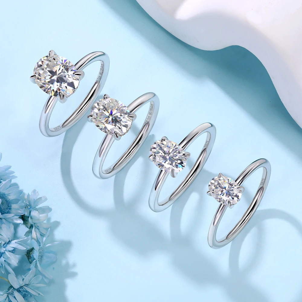 Engagement Ring for Women 925 Sterling Silver Solitaire Rings Oval Cut D Color Lab Diamond Promise Wedding Jewelry 240402