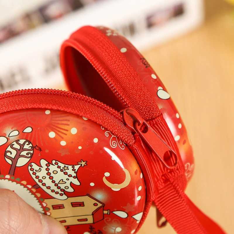 Round Christmas Theme Coin Purse Cute Carto Snowman Santa Claus Earphe Case Key Holder New Years Gift Creative Coin PurseXJ241111