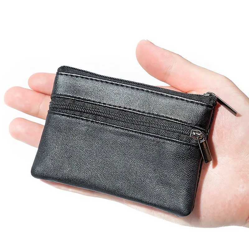 Black Men Business Coin Purse Women Small Bag Wallet Change Purses Zipper Mey Bags Mini Wallets Leather Key Holder CasesXJ241111