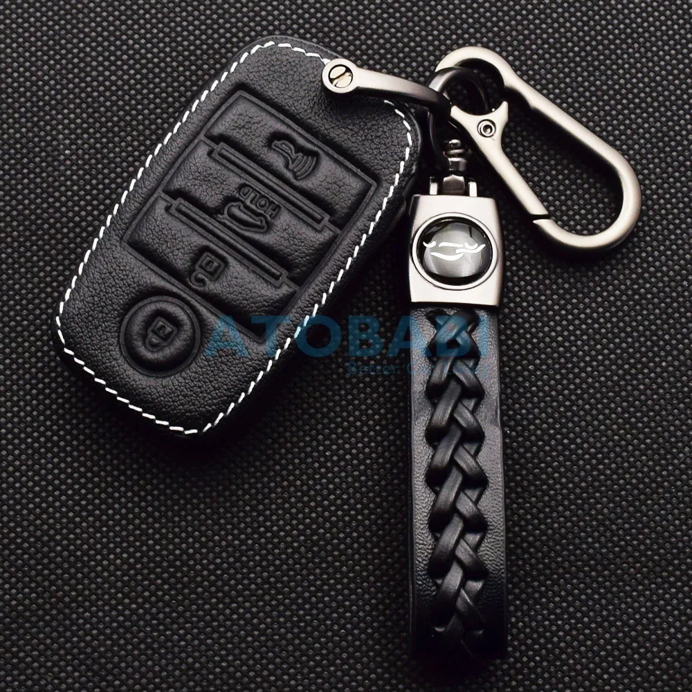 ATOBABI Leather Car Key Case For 2025 Kia Soul Carnival Sedona Niro Sorento Sportage Rio Forte Optima new 4 Buttons Smart Remote Cover