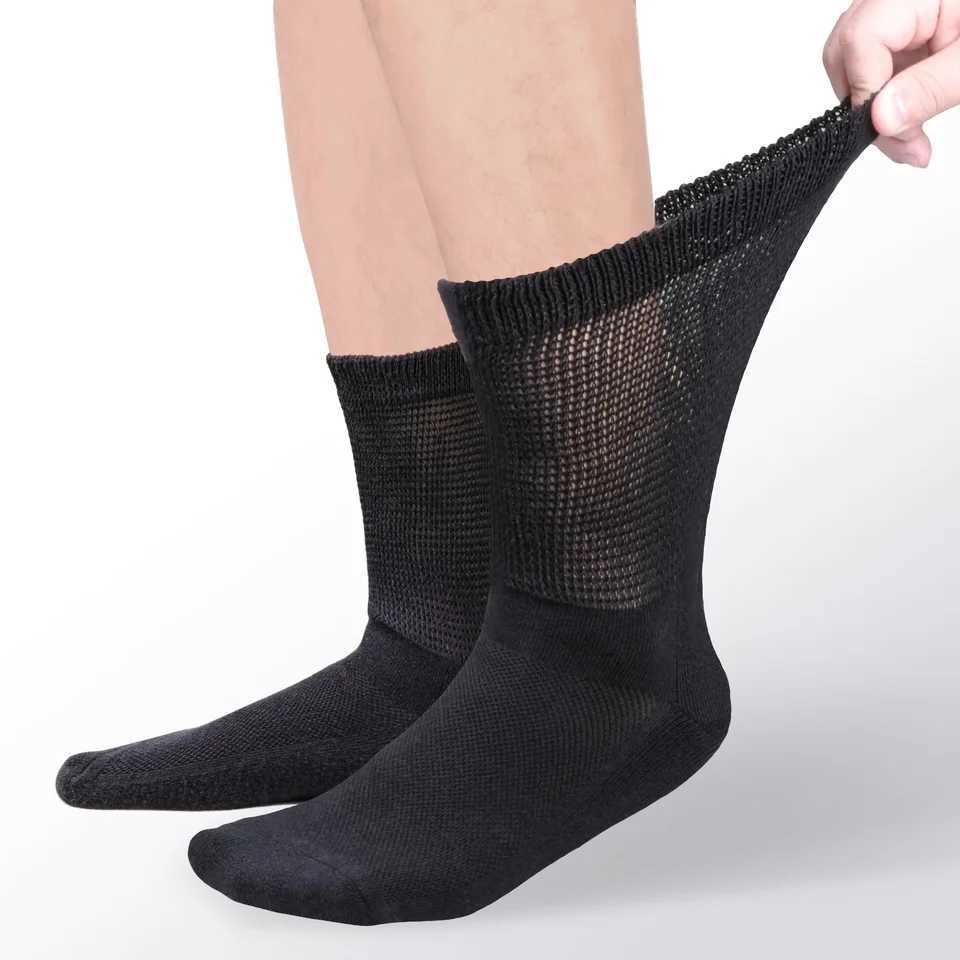 YUEDGE Diabetic Breathable Bamboo Comfort Cushioned Sole Elastic Free Non-Binding Loose for Diabetes 5 Pairs LX241102