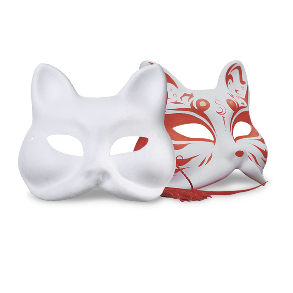 10Pcs DIY Painting Cosplay DIY Cat White Face Paper Masks to Blank Cosplay Blank Masquerade Masks