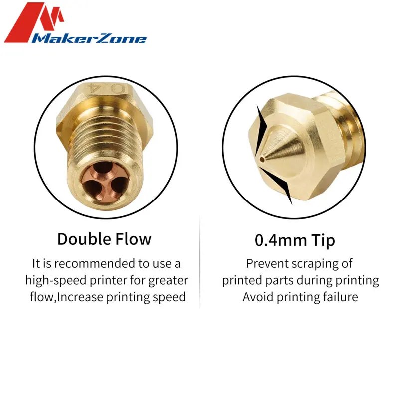 New CHT Nozzle new Insert V6 3d Printer0.4mm 0.6mm 0.8m Compatible With E3D 2025 V6 Brass Copper High Flow Extruder Print Head For 1.75mm