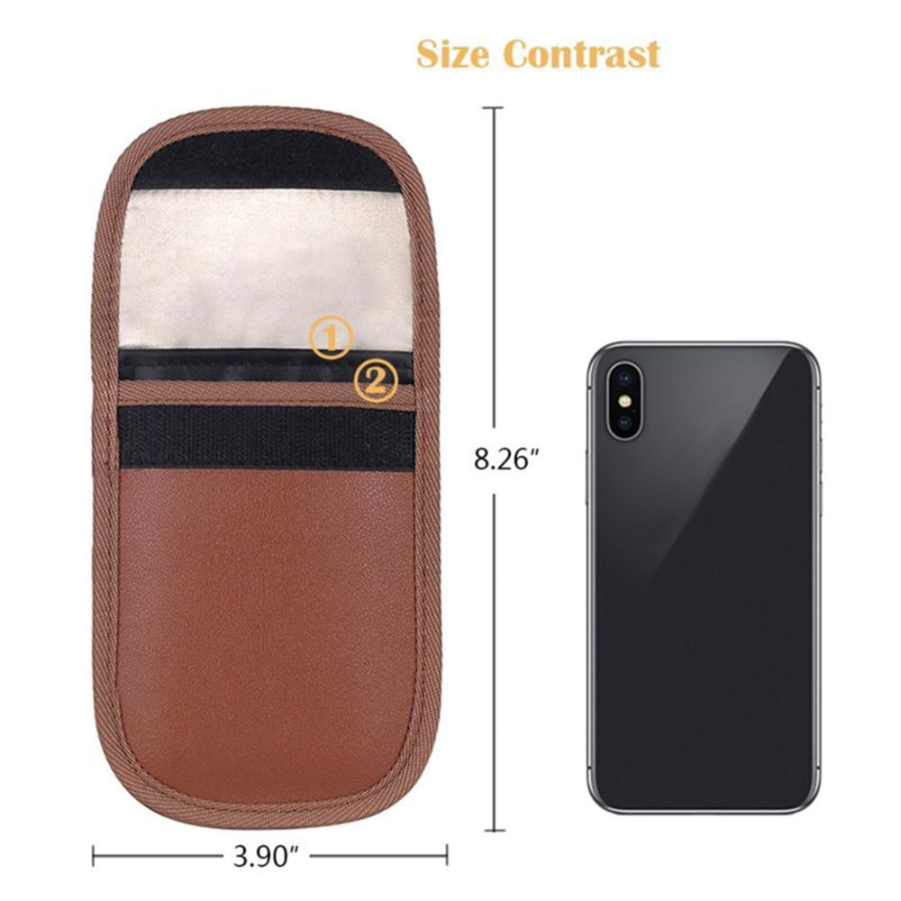 2Pcs Double-Layer Car Key Pouch Case Bag Automobiles Anti-Theft Signal Blocker Faraday Bag Cover Keychain RFID Blocking Bag