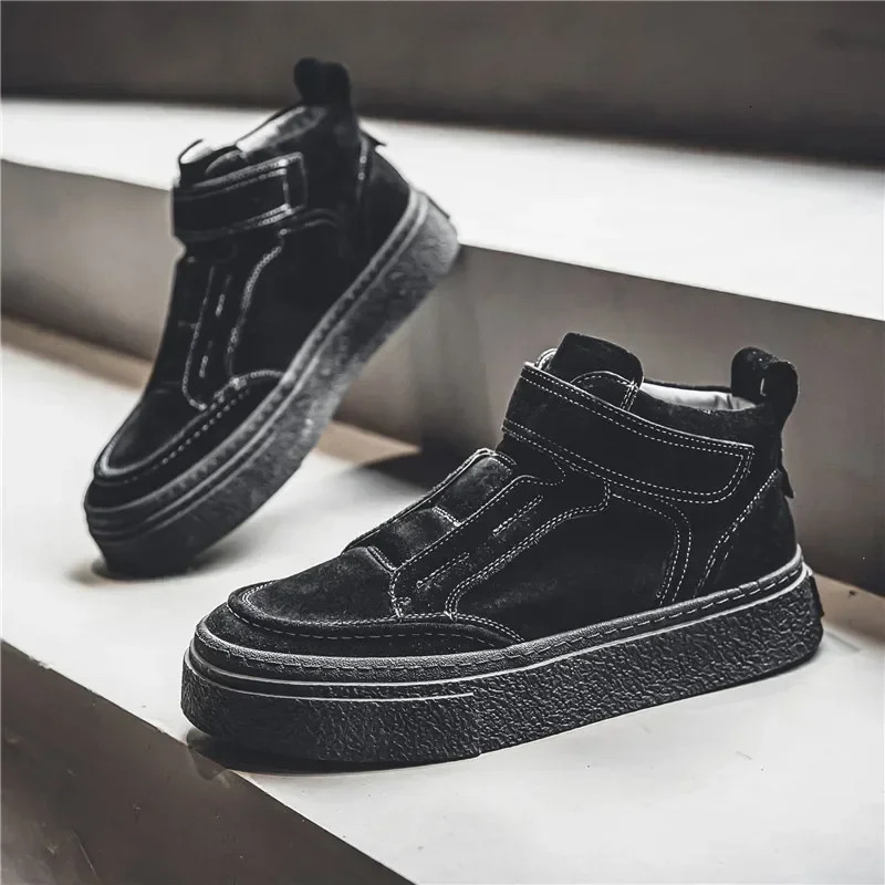 Ankle Boots Suede Mens Shoes Vintage Boots Hook and Loop Versatile ious Male Casual Sports Shoes Botines Hombre 241031