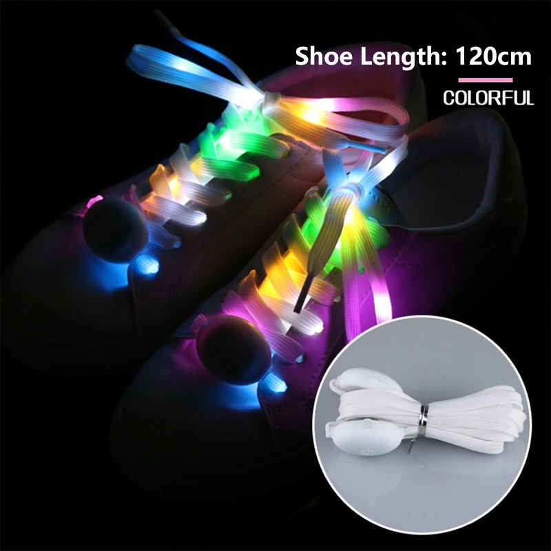 1Pair LED new Sport Shoe Laces 2025 Luminous Shoelaces Glow Shoe Strings Round Flash Light Shoelaces Batteries Sneakers Flat Shoelaces