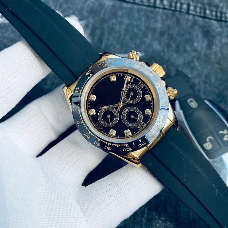 U1 Top-grade AAA Fashion Day Tona 116519LN Watch Men Designers Watches Ceramic Bezel Automatic Mechanical Movement Waterproof Rubber Strap Wristwatche