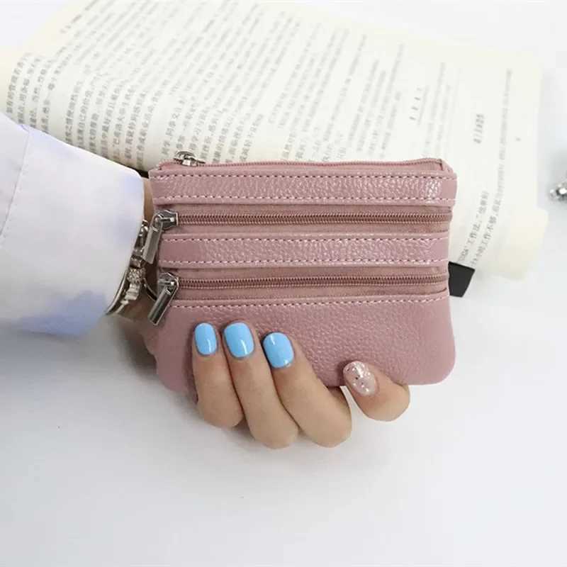Pink Genuine Leather Coin Purse Female Wallets Women Zipper Coin Purses Storage Pocket Bags Green Black Coin Purse Mini PurseXJ241111
