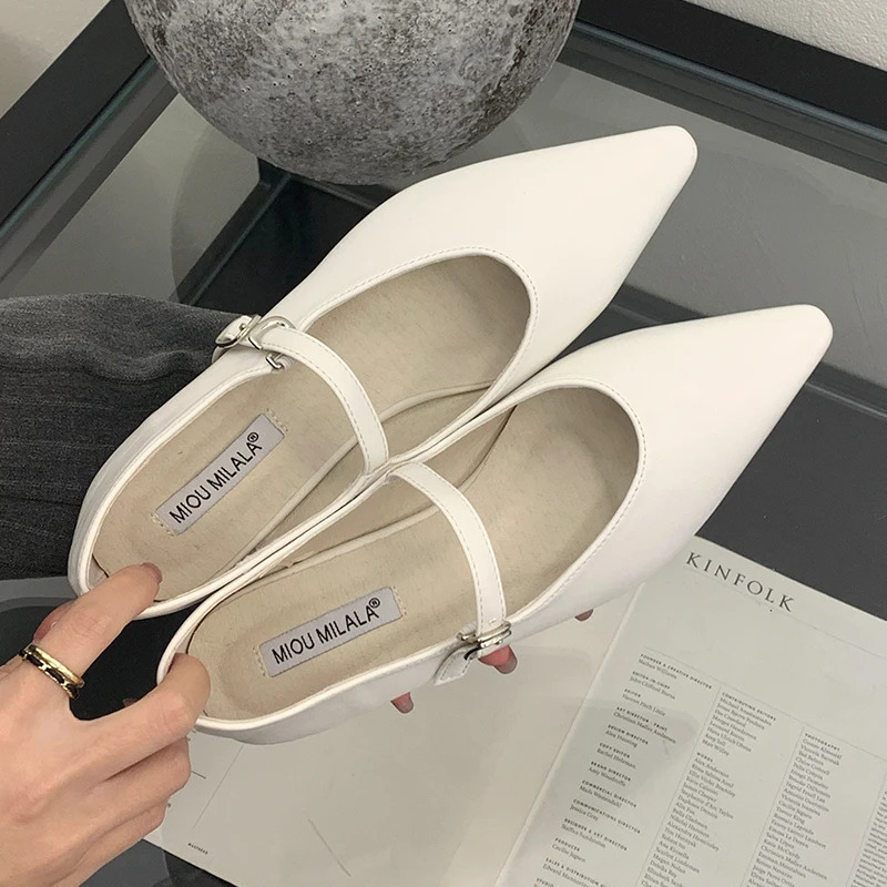 Spring Women Flats Shoes Fashion Shallow Elegant Ladies Buckle Strap Footwear Sandals Casual Mary Female 240321
