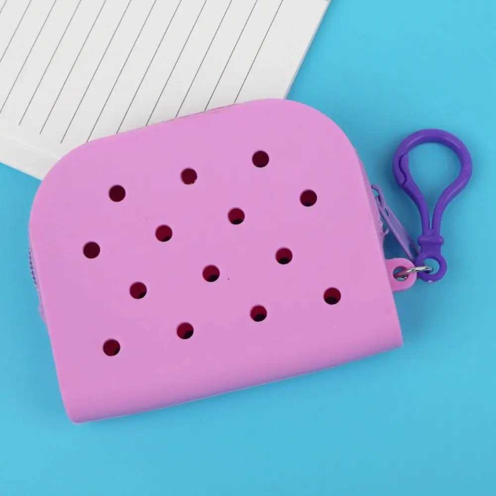 Durable Holes Coin Purse Mini Bags EVA Waterproof Cute Storage Baskets Fi Kid Outdoor Picnic Small Solid Color Jelly BagXJ241111