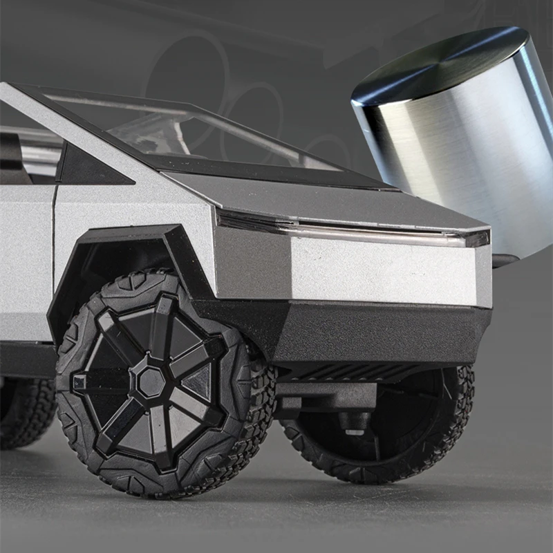 1/24 Tesla Cybertruck Pickup Alloy Car Model Diecasts Metal Toy Off-road Vehicles Truck Car Model Sound and Light Childrens Gift