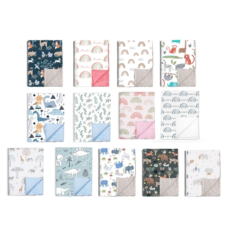Ultra-Soft Baby Minky Blanket Printed Crib Bed Throw Blanket Plush Baby Blanket