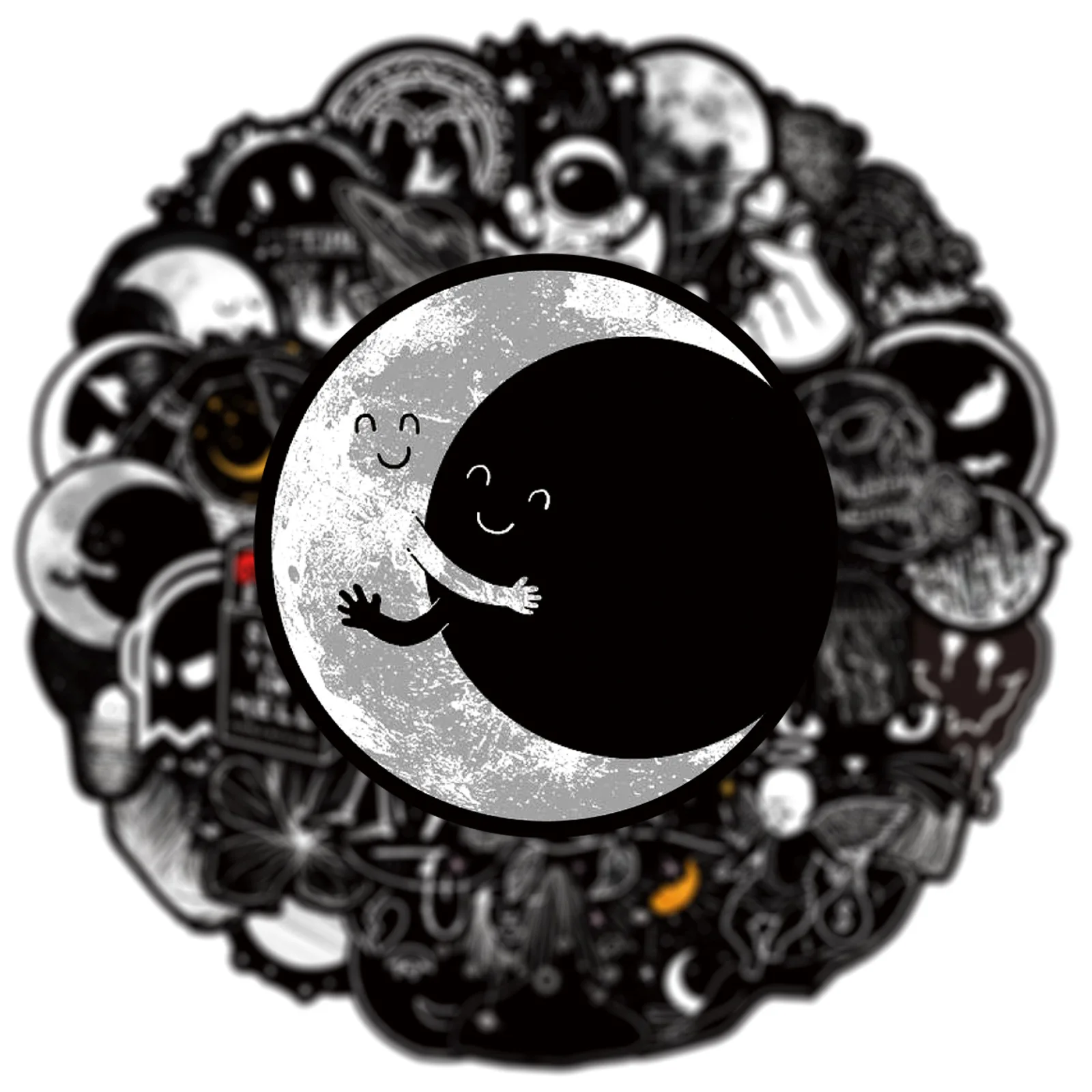 50Pcs Black White Gothic new Graffiti Stickers Skull DIY Motorcycle Laptop Phone Helmet Car Stationery Bike 2025 Cool Decals Toys