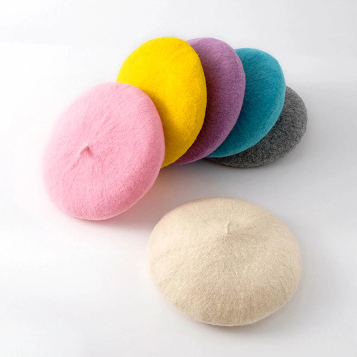 Candy Colors new Wool Knitted Beret for Girls Hair Accessories Cute Baby 2025 Painter Beanie Hat Spring Color Knit Children Berets Cap