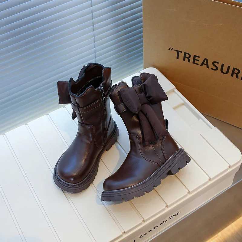 Winter childrens shoes girls sweet bow knot princess shoulder strap cotton boots elegant and fashionable version childrens small leg boots M241102
