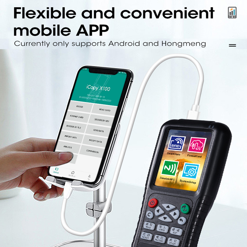 RFID Reader Writer Key Card Programmer Decoder Duplicator NFC Copier Free Software mobile APP Decoding