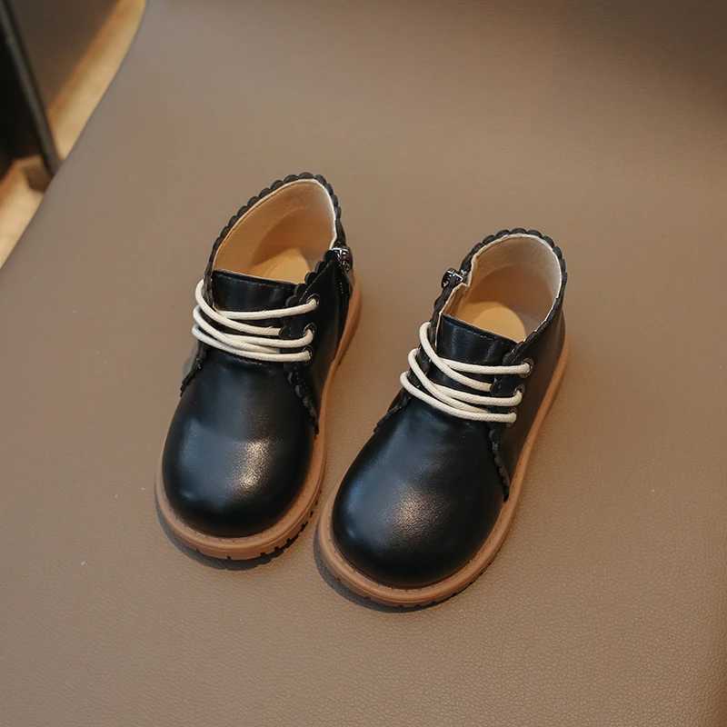 Womens Leather Boots Spring/Summer Childrens Ankle Boots Womens Lace Side Zipper Rubber Boots Size 21-30 M241102