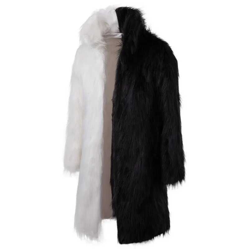 Mens Winter Clothing Imitation Fur Coat Quick Sale Black and White Fashion Personality Casual Mens Long Fur CoatXJ241102