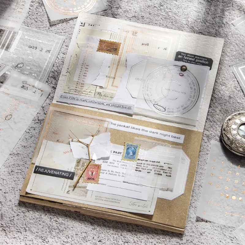 2025 Yoofun 30 Sheets Cycle new of Time Bronzing Sier Litmus Paper Material Paper Planner Creative DIY Collage Decor Stationary