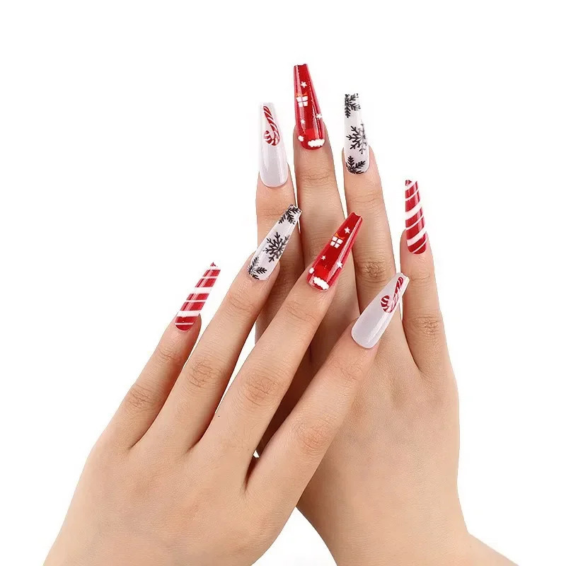 24 pieces/bag Ballet Artist Nail Ballet Artist Nail Christmas Collection Wearing Nail Christmas Tree Fake Nail Accessories 241031