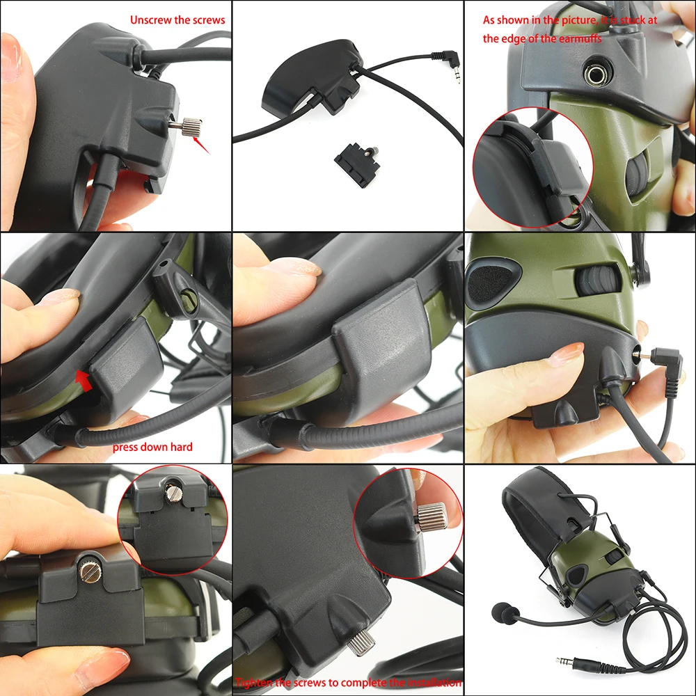 External Mic Kit & Gel Ear Pads for Howard Leight Impact Sports Shooting Headset Electronic Shooting Earmuffs Tactical Headphone