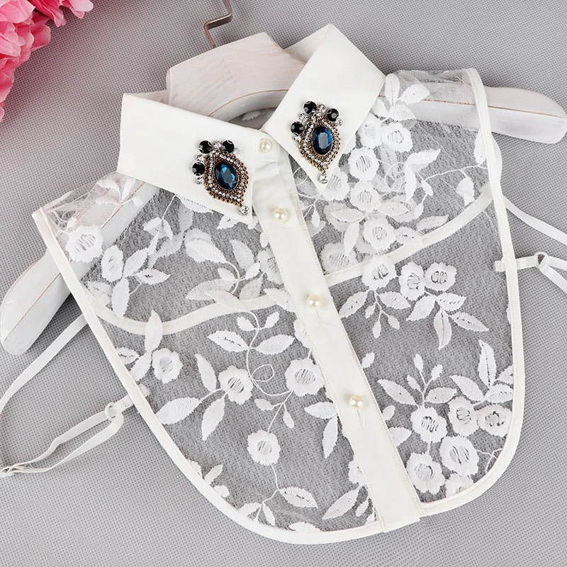 Women Lace new Fake Collar 2025 Female Shirt Sweater Leaf Flower Hollow Pattern Elastic Collars Pea Dia Detachable Collars YK001