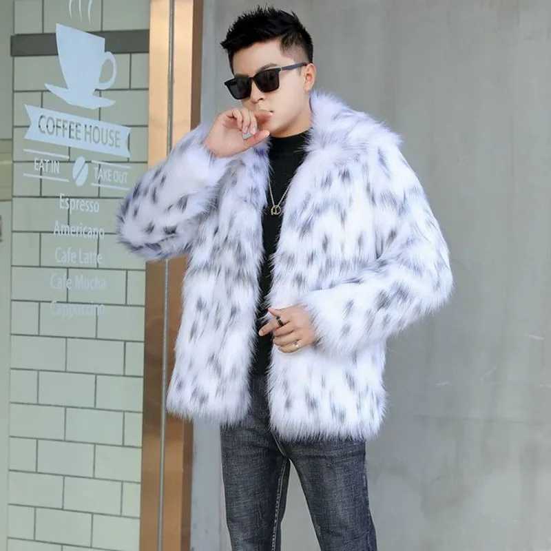Mens clothing new warm fur coat winter leisure fox fur short coat loose jacketXJ241102