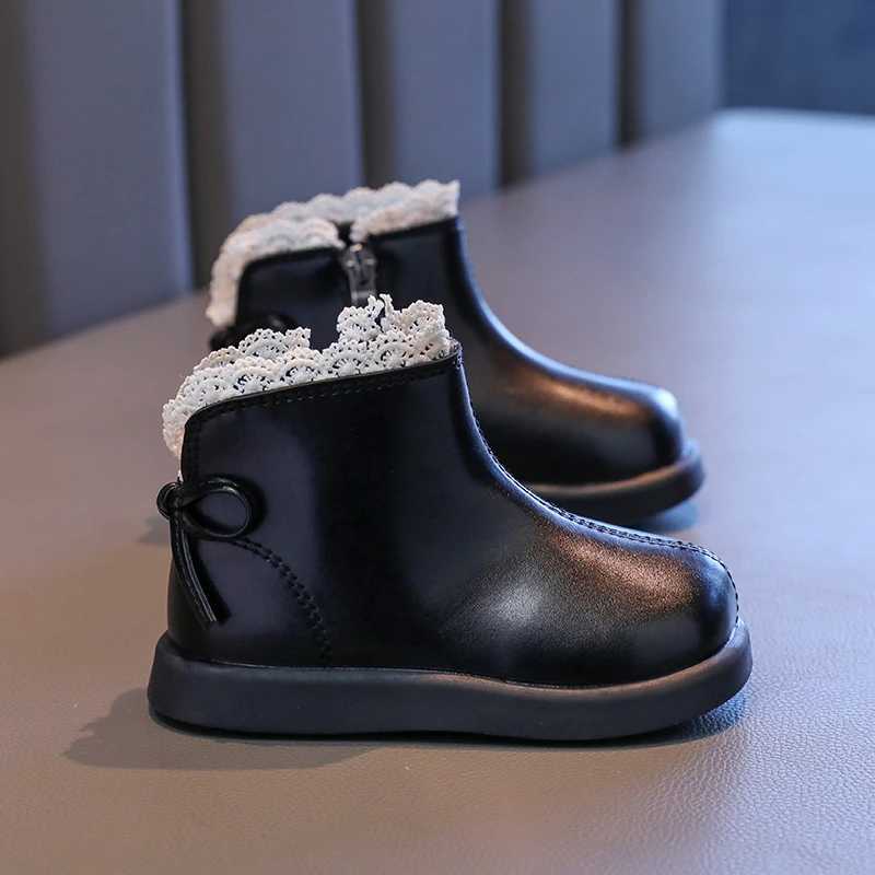 Sweet Girls Princess Winter Boots Elegant Lace Ruffle Childrens Boots Fashion Childrens Tight Cotton Boots M241102