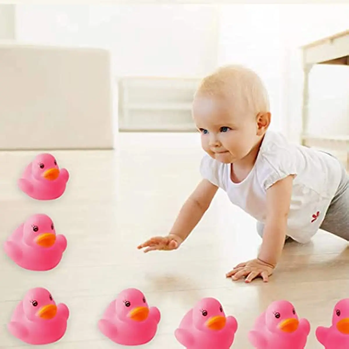 20PCS Rubber 2025 Duck Baby Bath Toys Pink Rubber Ducks Float Squeak Duckies Gift for Baby Toddler new Infant Shower Swimming Pool Party