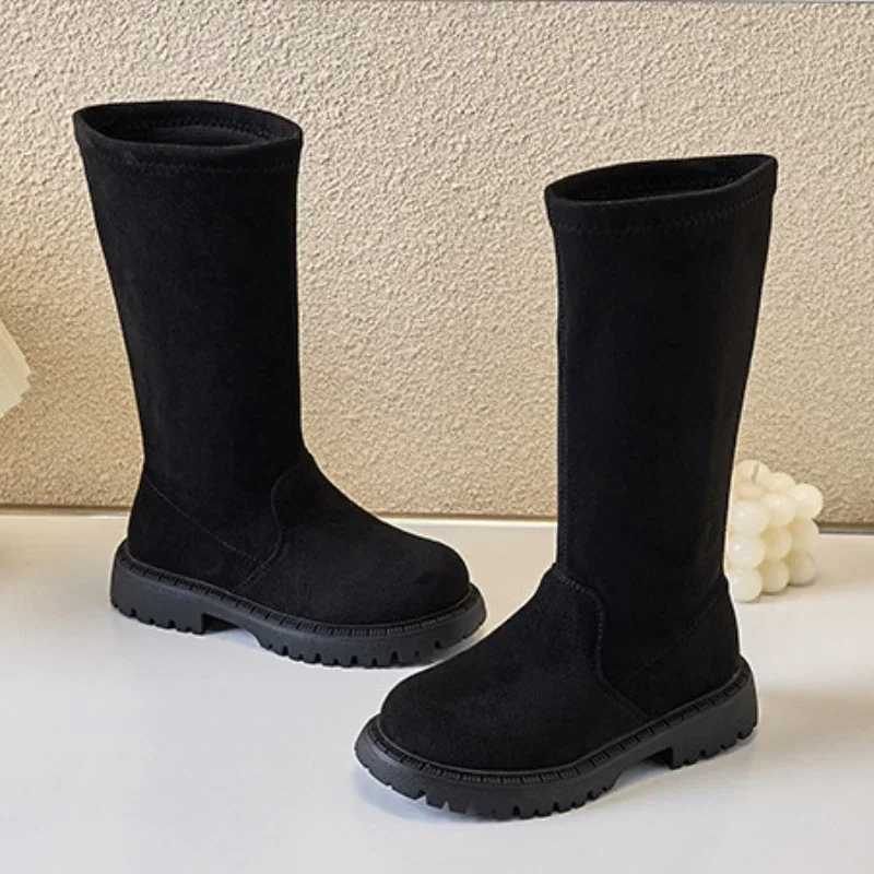Childrens Fashion Girls High Boots Simple Solid Color PU Childrens Edition Soft Breathable Non slip Side Zipper New Fashion M241102