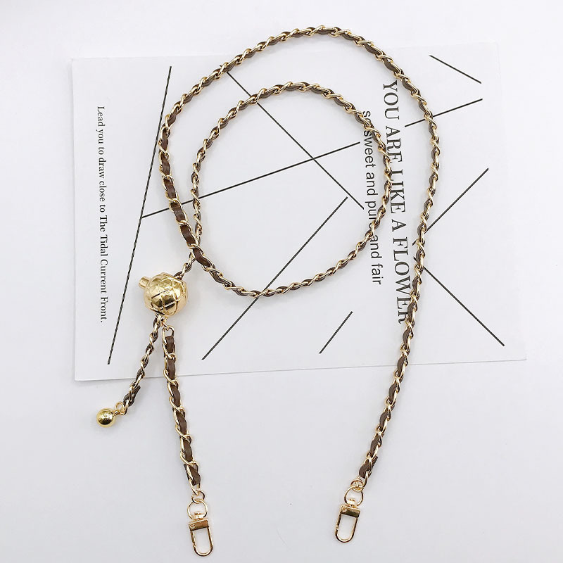 120CM Purse Chain Strap Round Ball Replacement Leather Metal Bag Chain Golden Ball Adjustable Bag Part Accessories Belts For Bag