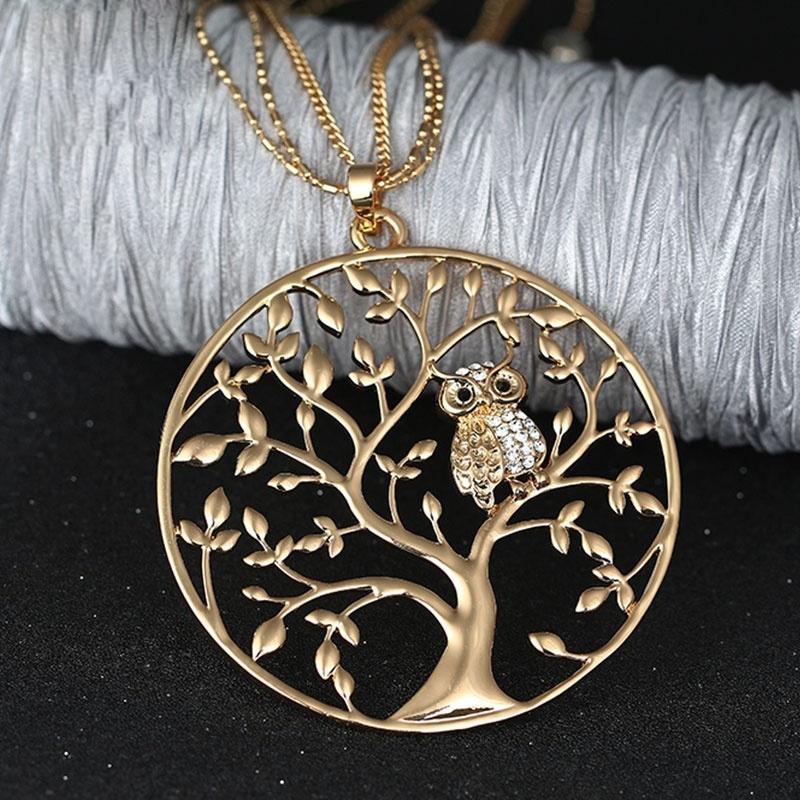 2022 Personality Owl Pendant Necklace for Women Creative Life Tree Hollow Necklace Designer Jewelry Gift Collares Para Mujer