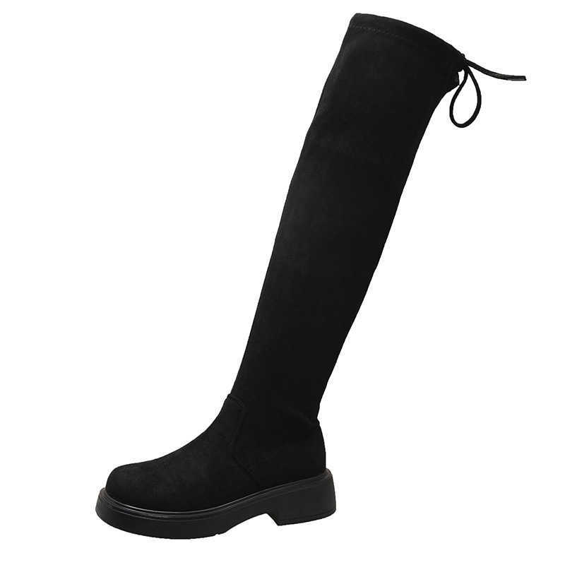 CMM Perranika Long and Slim Leg Long Tube Boots for Women New Korean Version Over the Knee Elastic Boots Suede Boots for Women