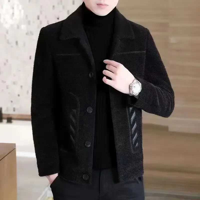 Mens high-end Woolenovercoat jacket with thick lapel autumn new item Versatile winter trendy fashion W241102