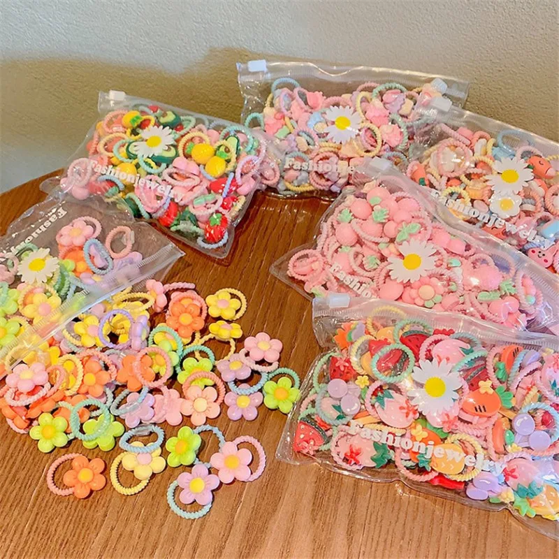 20Pcs Children's Rubber Band 2025 Does Not Hurt The Hair Elastic Good Girl Baby Head Rope Small new Tie Hair Chirp Scrunchies Headdress