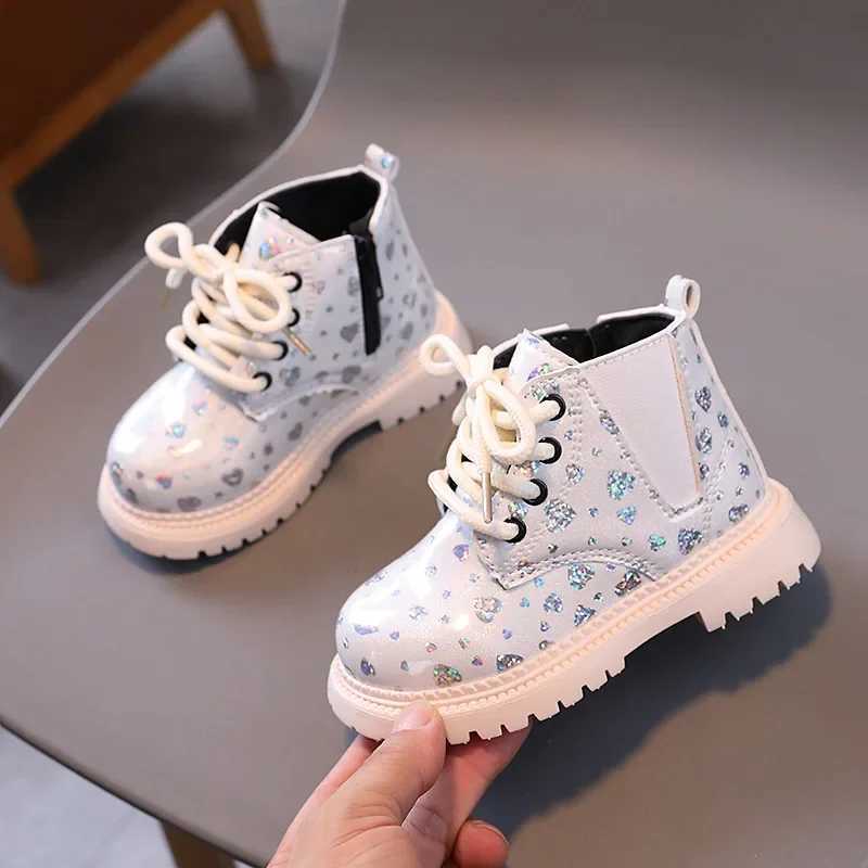 Childrens Girls Boots New Autumn Childrens Princess Leather Boots Fashion Gloss Childrens Leather Boots Shoulders Shoes Side Zipper M241102