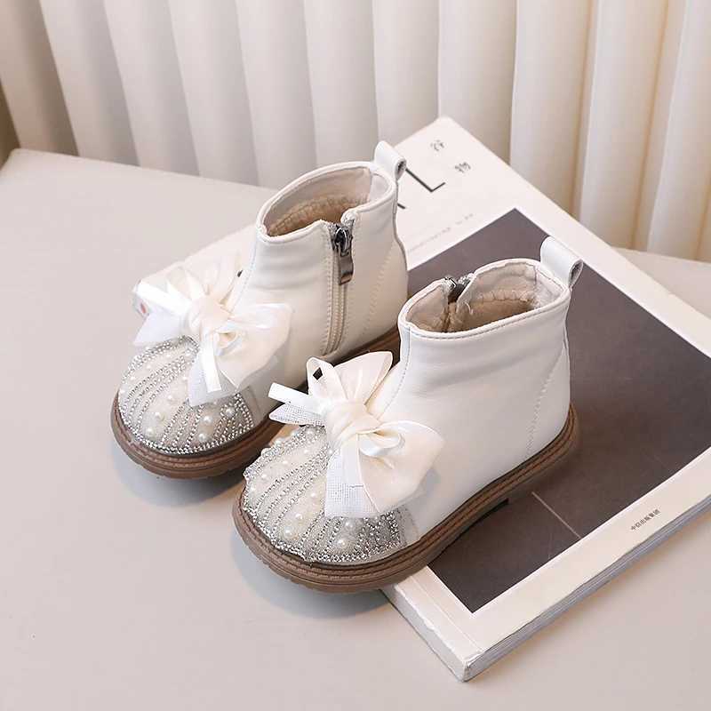 Childrens short boots side zipper girls princess boots big sweet bow new childrens ankle boots anti slip temperature M241102