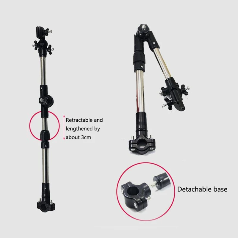 Adjustable Stroller Umbrella Holder Telescopic Shelf Bike Connector Accessory for Outdoor Traveling Windproof Rainproof