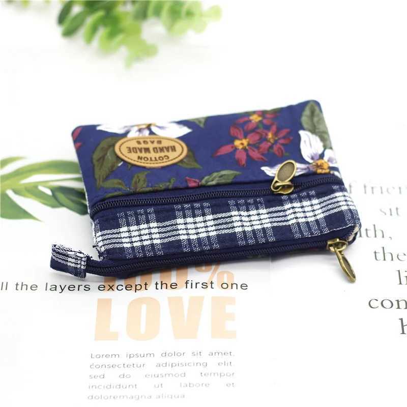 Womens Cott Floral Pattern Coin Purse Female Cloth Wallet Small Mey Pouch Card Bag Ladies Little Handbag Bolsa for GirlsXJ241111