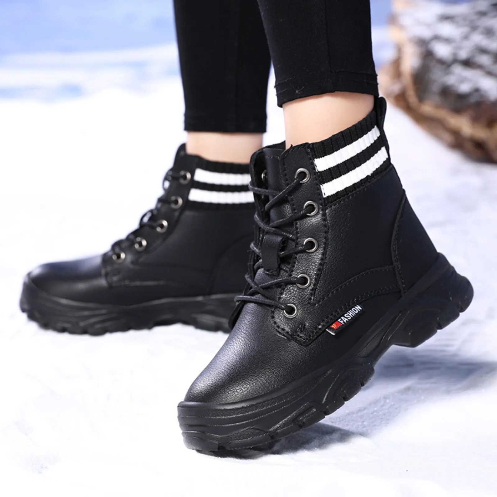 Short and chubby boots girls ankle boots womens shoes plush warm snow boots winter suede shoes childrens sports shoes Botas De Mujer M241102
