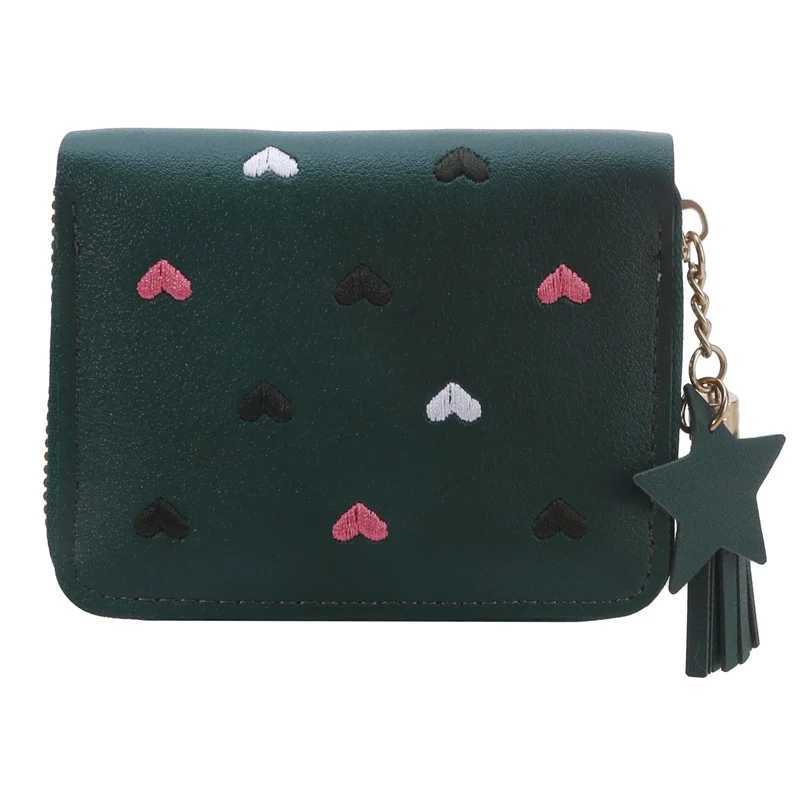 Wallets Women Mini With Heart PU Card Bag Female Credit Multi-Card Holders Mey Clip Short Coin Purse For Ladies Zipper WalletXJ241111