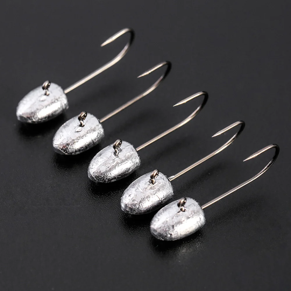 JOHNCOO 10pcs Exposed Jig Head new Hook Fishing Hooks 2g 3g 5g Bait Hook Soft 2025 Bait Wom Hook light jigging hook