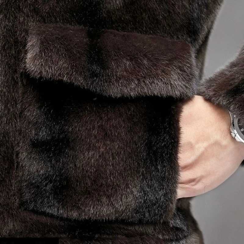 Winter New Men Mink Coat Male Double-Sided Wear Fashion Solid Color Short Fur Striped Outwear Thickened Warm Casual OutcoatXJ241102