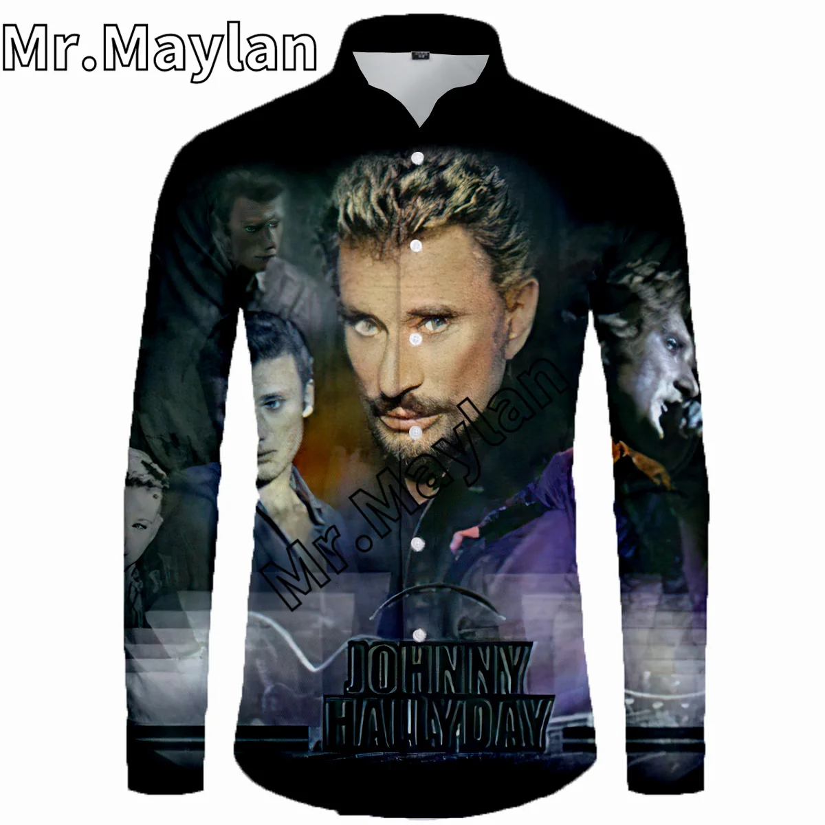 Johnny Hallyday 3D Shirt Hawaiian 2025 Shirt Men Summer Long Sleeve Shirt Men new Shirts 2023 Oversized 5XL shirt Camisas Masculinas-0167