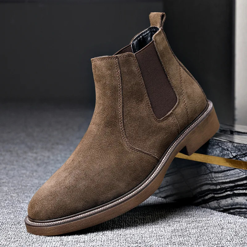 Mens Chelsea boots British suede autumn and winter denim plush mens boots snow boots 241031