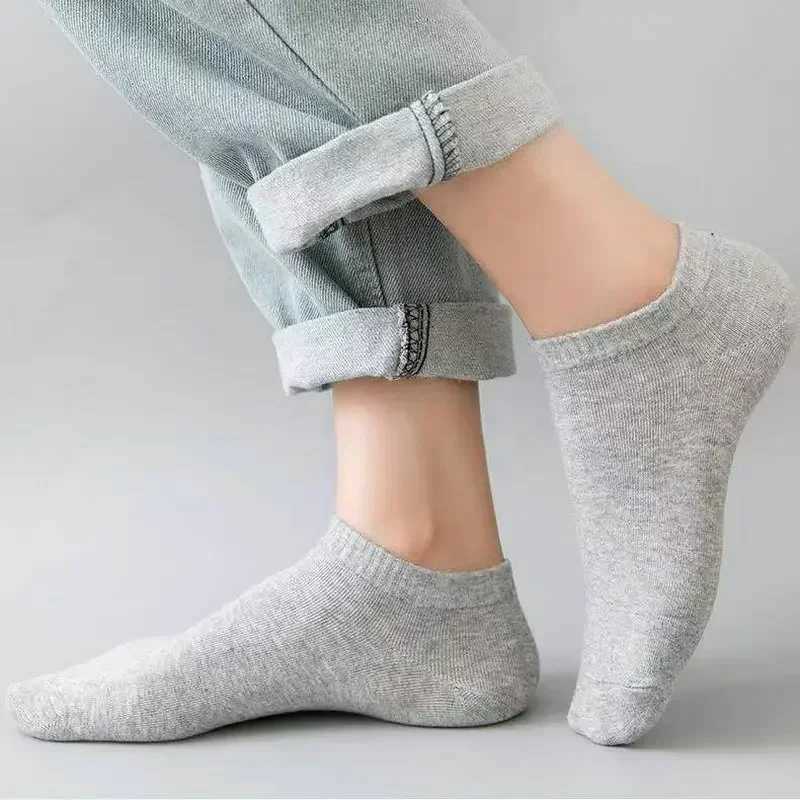 Men Ankle Solid Color Black White Gray Invisible Breathable Cotton Sports Male Short Women Men Sox 10/5Pcs LX241102